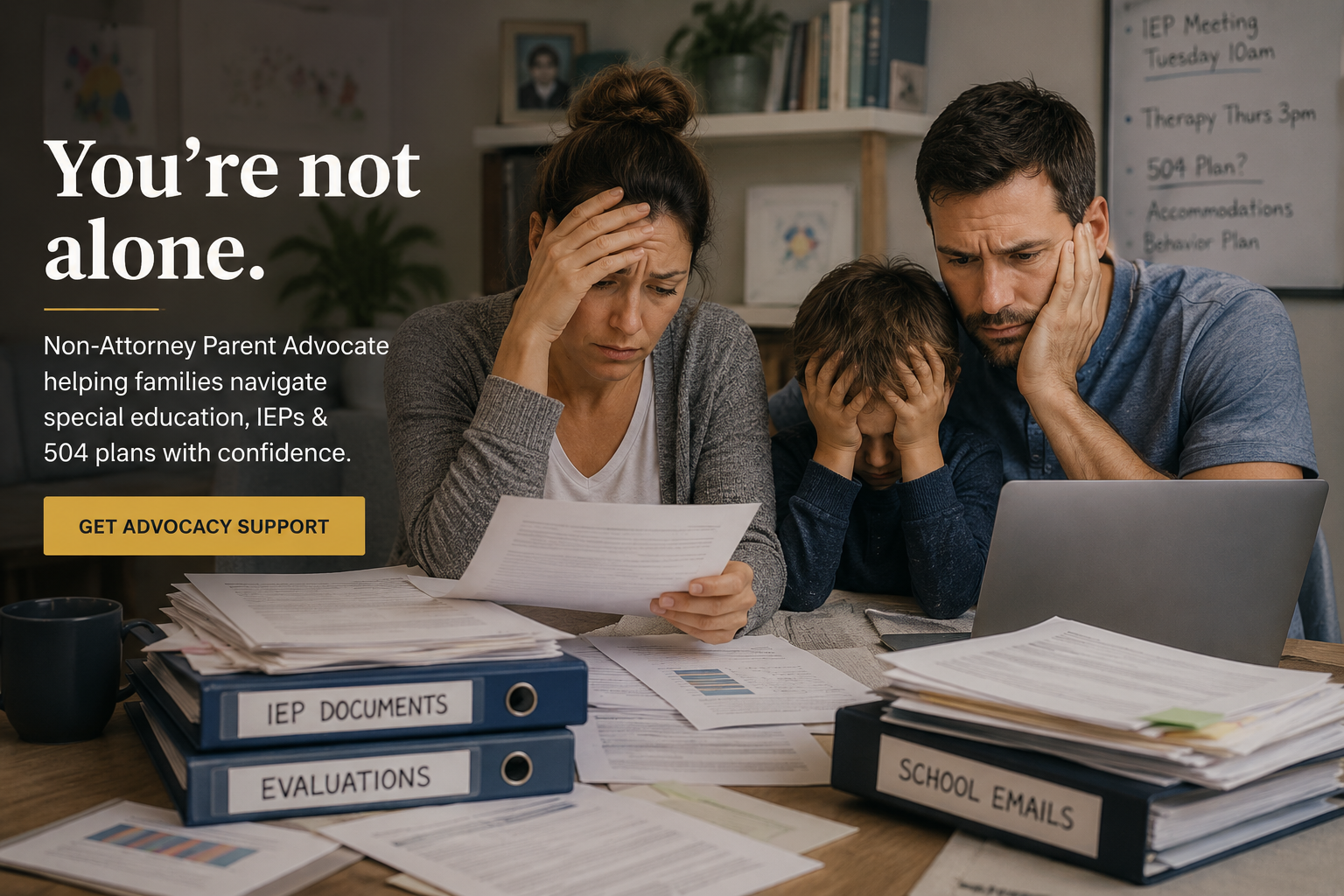 Parent reviewing special education paperwork with a student